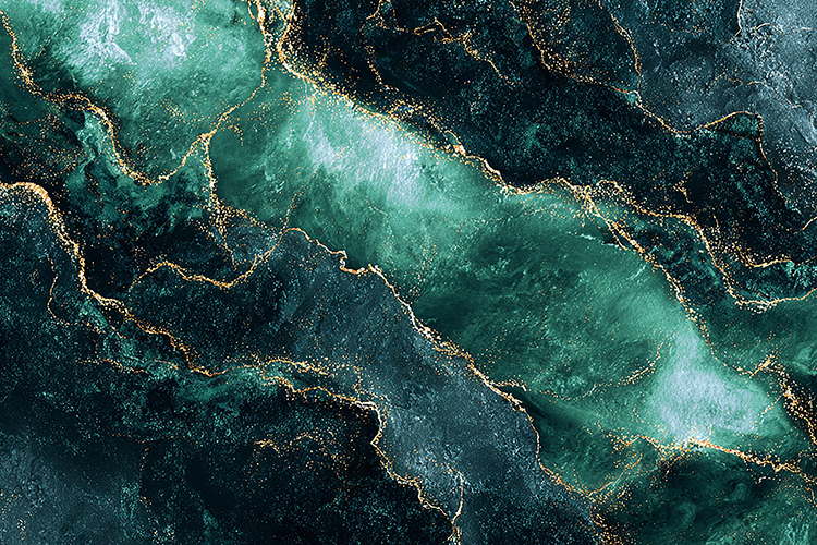 Abstract Green Marble Texture Gold Veins