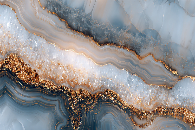 Blue Agate Marble Texture with Gold Veins