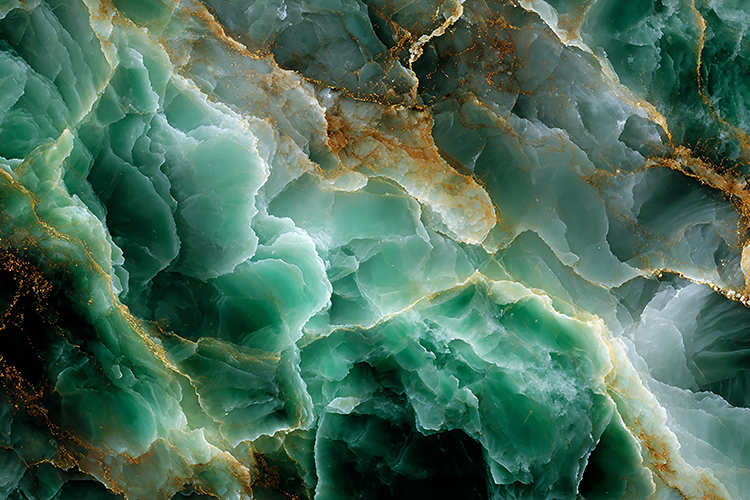 Emerald Green Marble with Gold Veins Art