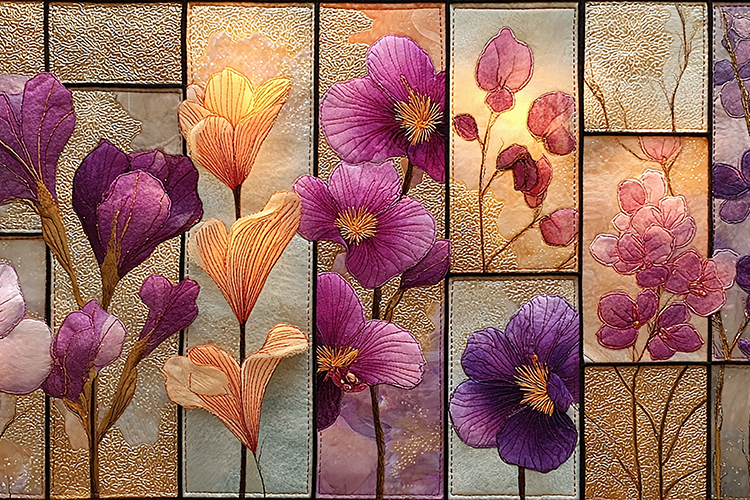 Floral Stained Glass Decorative Pattern