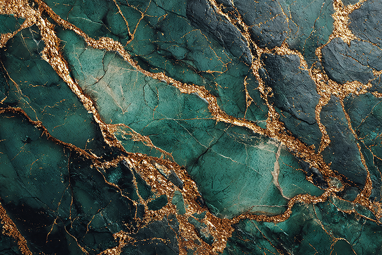 Emerald Green Marble Texture Gold Veins