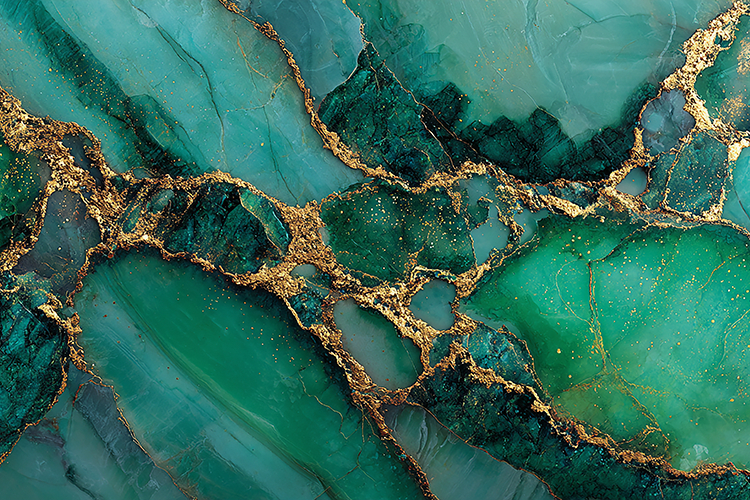 Emerald Green Marble Texture Gold Veins