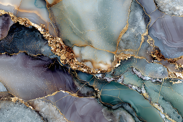 Abstract Marble Texture With Gold Veins
