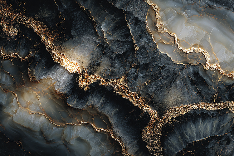 Black Marble Texture with Golden Veins