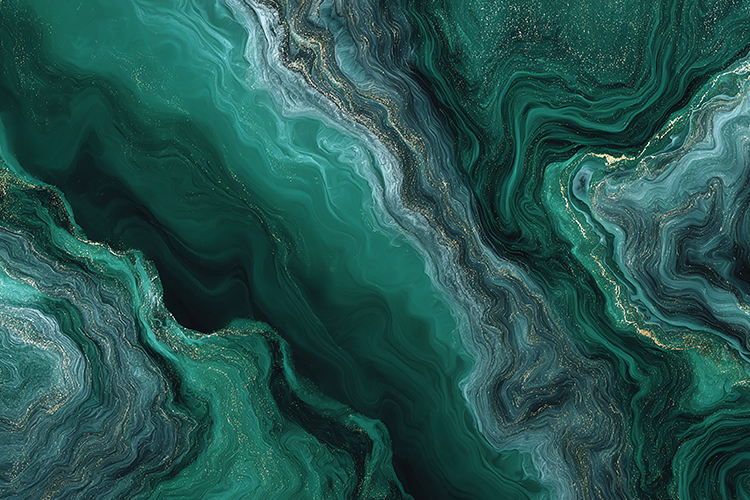 Emerald Marble Abstract with Gold Veins