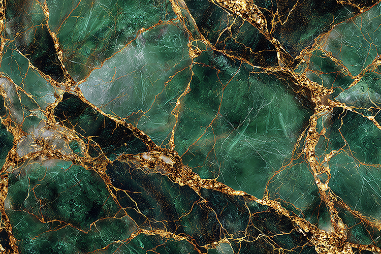Green Marble Texture With Gold Veins Art