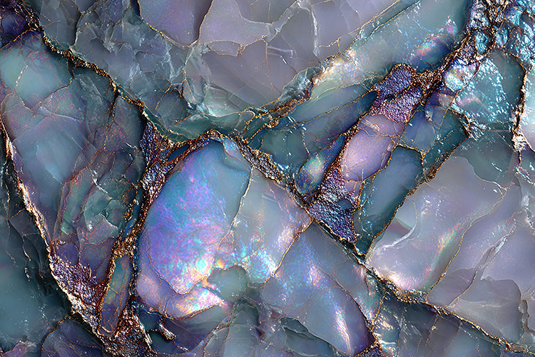 Iridescent Marble Texture with Gold Veins