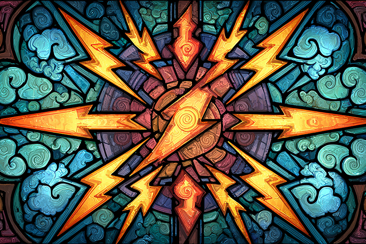 Lightning Bolt Stained Glass Abstract Art