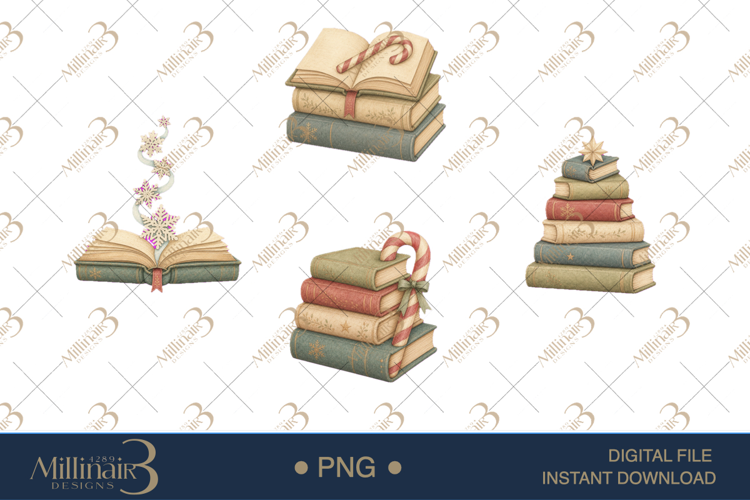 Cozy Christmas Book Lover Clipart