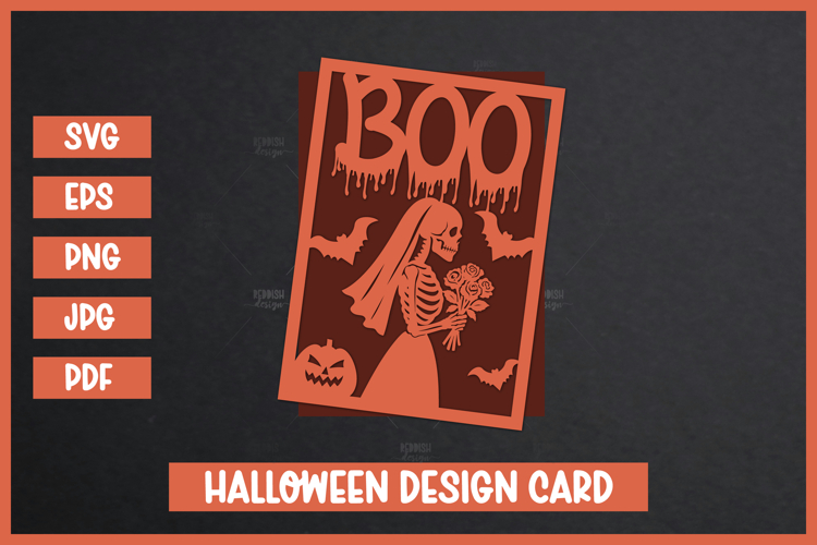 3D Halloween Greeting Card, Halloween SVG, Paper cut SVG