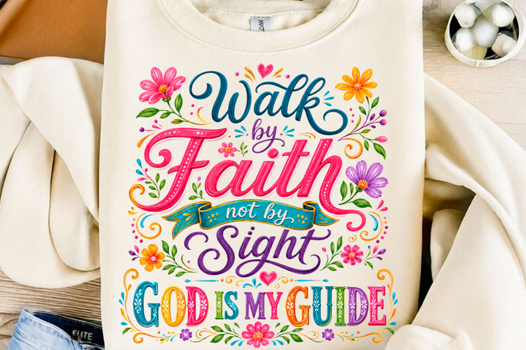 Floral Faith Shirt Walk by Faith PNG example image 1