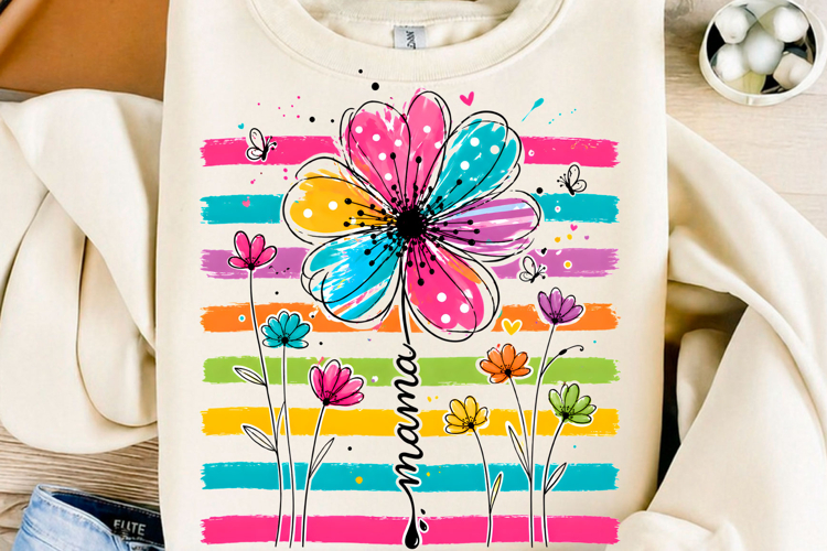 Boho Floral Mama T-shirt Design PNG