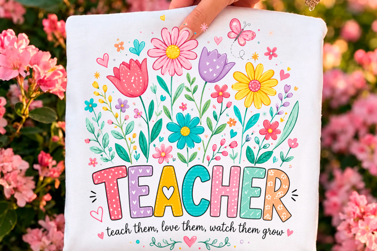 Floral Teacher Watch Them Grow PNG