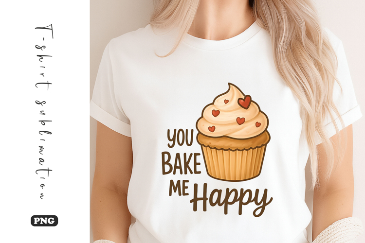 You Bake Me Happy Cupcake Sublimation T-Shirt Design
