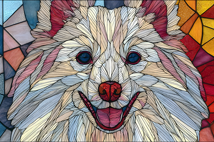 Stained Glass Dog Art Colorful Geometric Pet Illustration