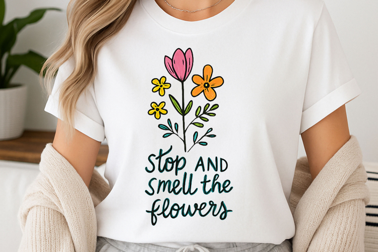 Positive quote with watercolor floral t-shirt sublimation