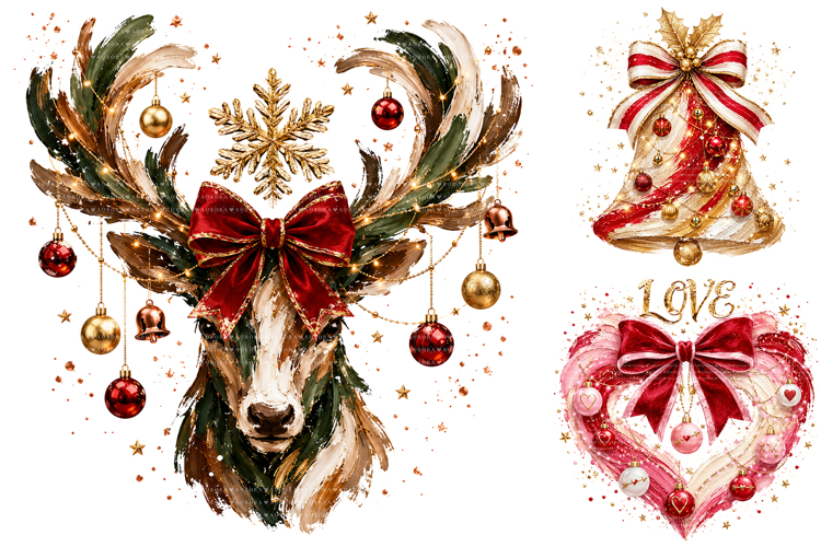 Watercolor Brushstroke Christmas Sublimation Clipart