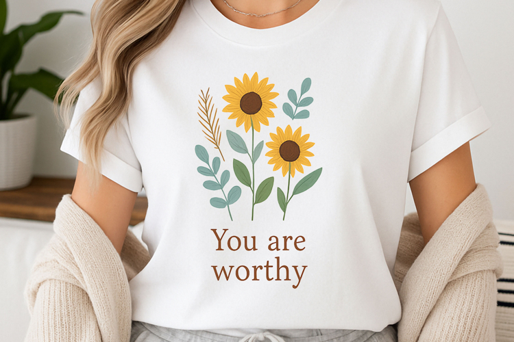 Positive quote with watercolor floral t-shirt sublimation