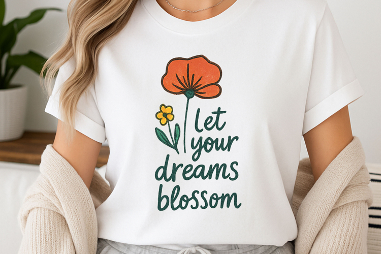 Positive quote with watercolor floral t-shirt sublimation