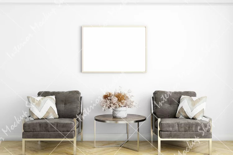 Frame mockup in living room, Interior mockup