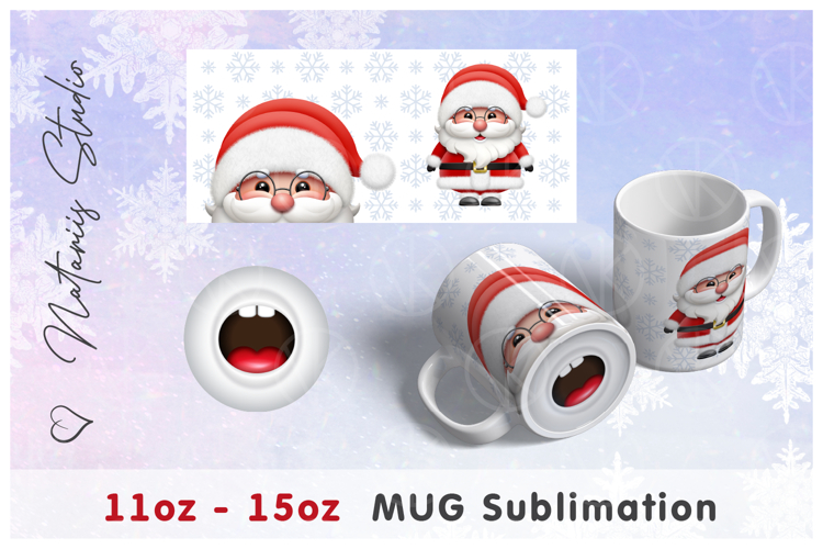 Christmas Santa Claus Design. 11oz-15oz Mouth Bottom Mug.