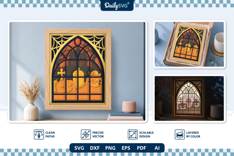 3D SVG Halloween Layered Papercut Shadow Box