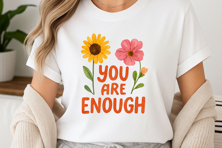 Positive quote with watercolor floral t-shirt sublimation