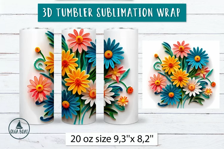 Daisy tumbler design | 3d flower sublimation tumbler wrap