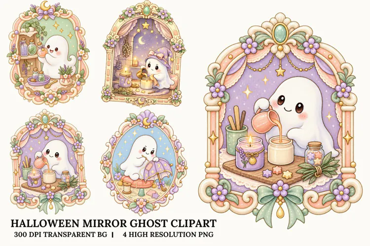 Mirror Ghost PNG Spooky Sublimation Design Fun Art