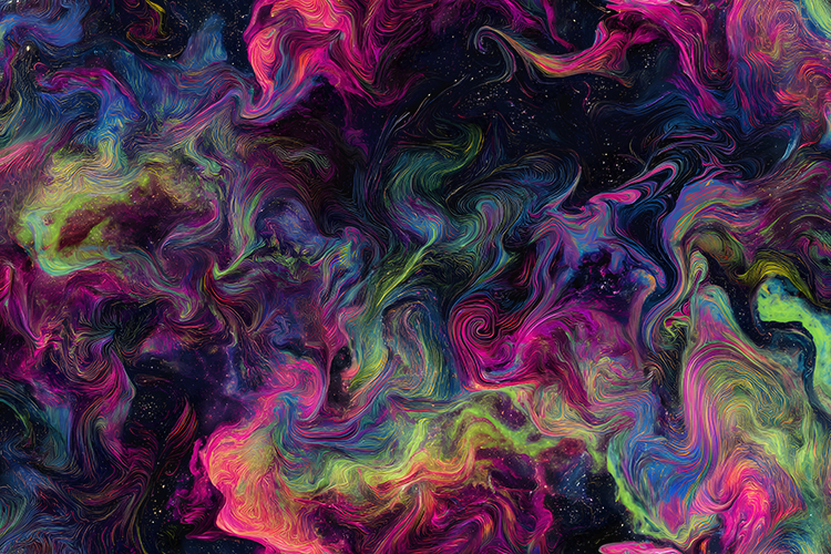 Rainbow Aurora Road Abstract Dotted Stipple Art