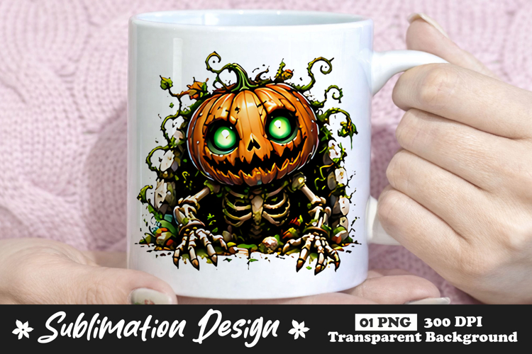 Pumpkin Skeleton Clipart Sublimation PNG