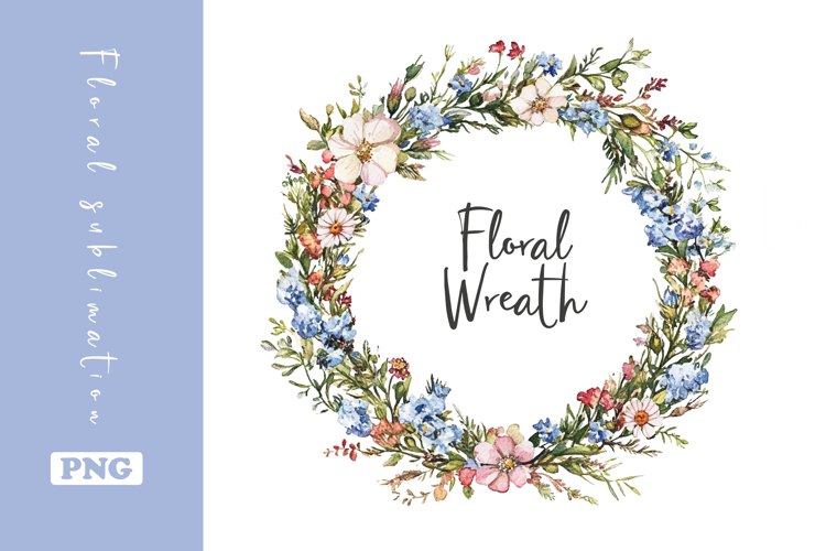 Watercolor Lovely Wildflower Wreath Clipart