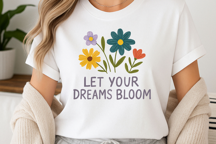 Positive quote with watercolor floral t-shirt sublimation