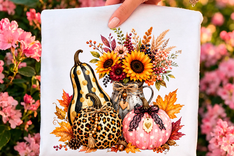 Leopard Pumpkin Sunflower Fall PNG example image 1