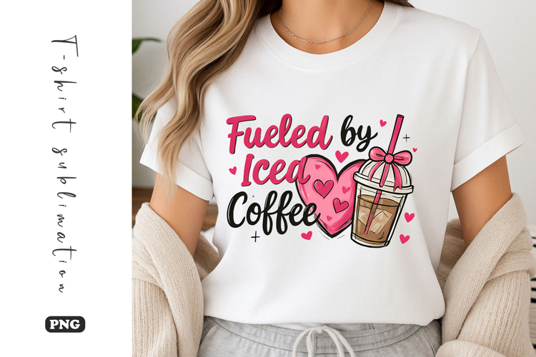 Fueled by Iced Coffee Funny Caffeine Lover T-Shirt Design