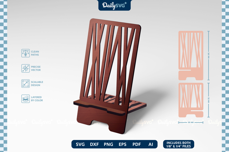 Geometric Phone Holder SVG Laser Cut Stand 3mm 6mm