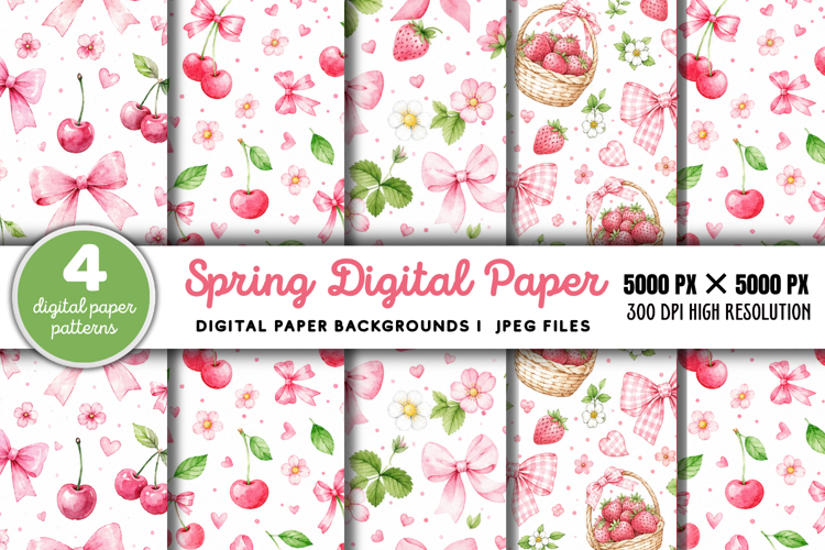 Spring Digital Paper Backgrounds JPG