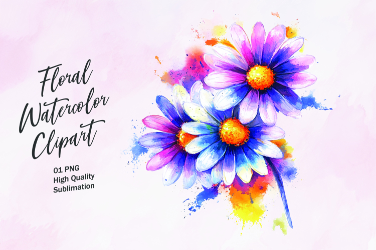Watercolor floral clipart sublimation