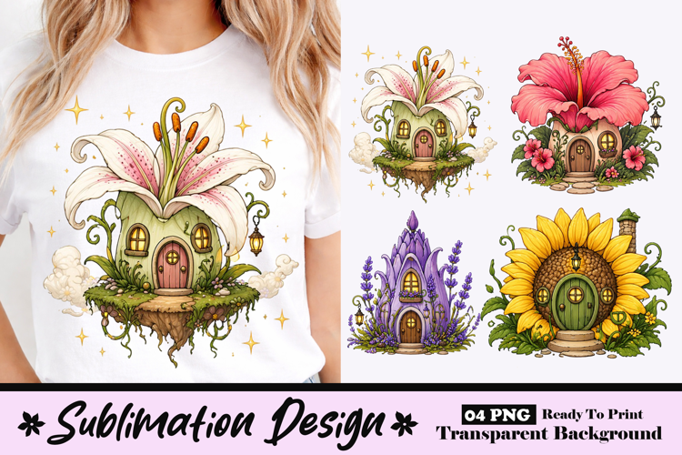 Lily Flower Floating Fairy Cottage Fantasy Sublimation