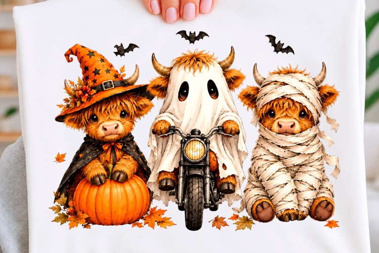 Funny Halloween Highland Cow Png