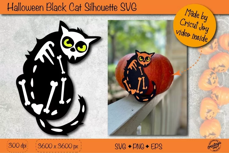 Black cat silhouette SVG| Black cat Halloween SVG