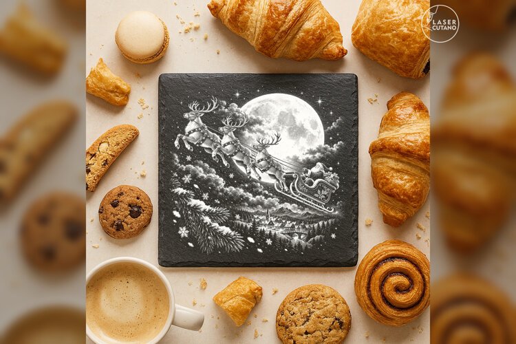 Moonroad Flight Santa Christmas Laser Engraving PNG example image 1