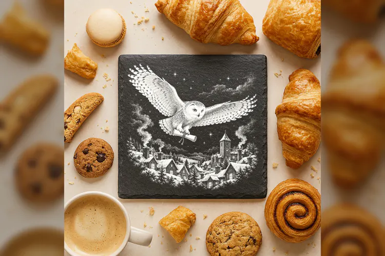 The Midnight Scroll Courier Winter Laser Engraving PNG