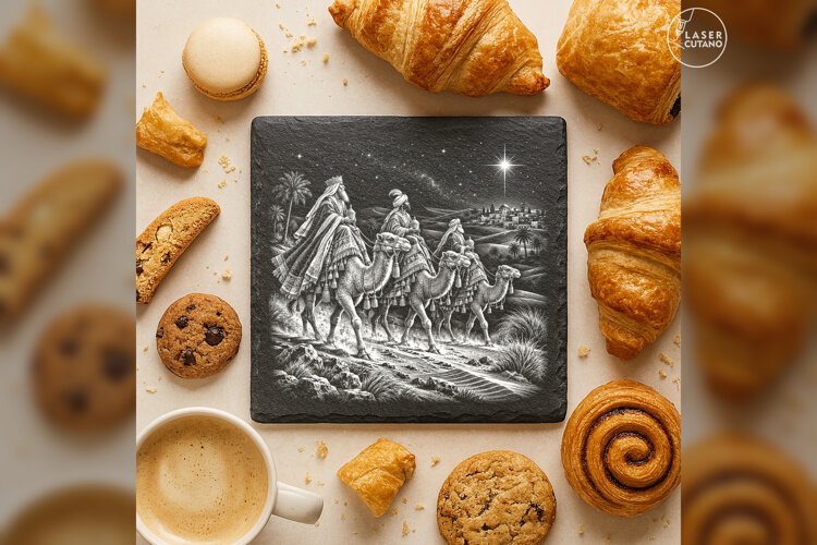 Three Wise Men Desert Road Laser Engraving PNG example image 1