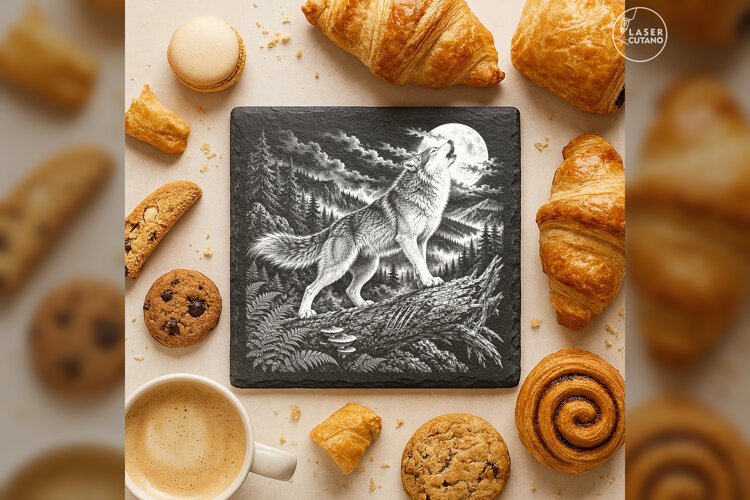 The Fallen-Log Howl Gothic Animal Laser Engraving PNG example image 1
