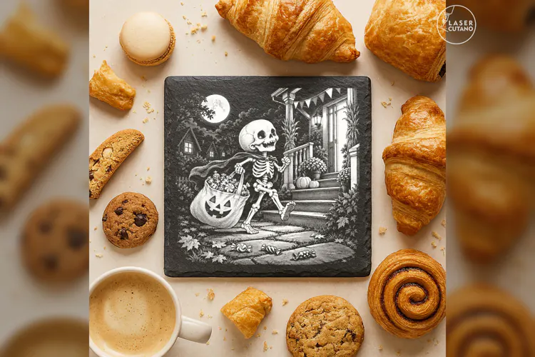 The Candy-Bag Bones Cute Spooky Halloween Engraving PNG