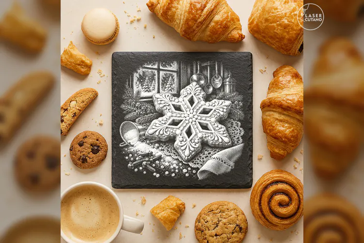 The Frosted Snowflake Biscuit Christmas Engraving PNG
