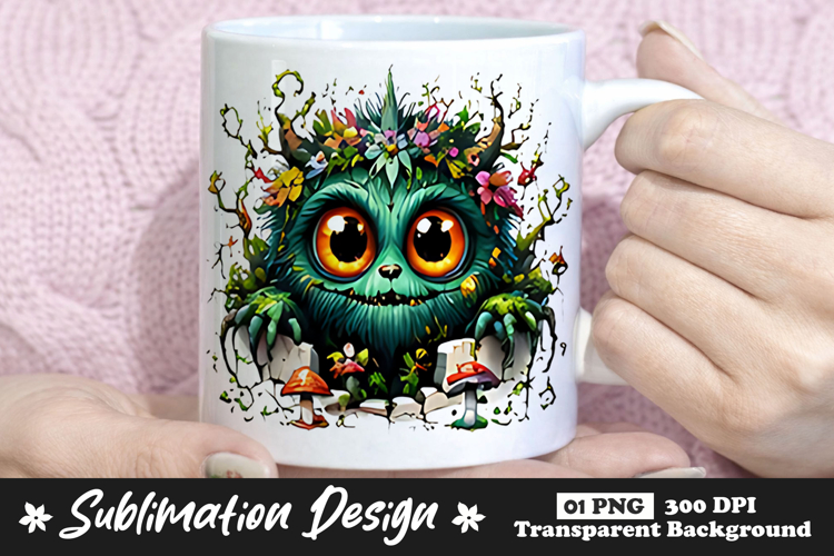 Green Woodland Monster Clipart Sublimation PNG