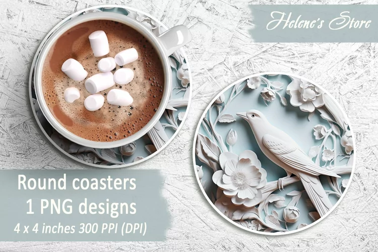 Birds Round Coasters | Coaster sublimation round design