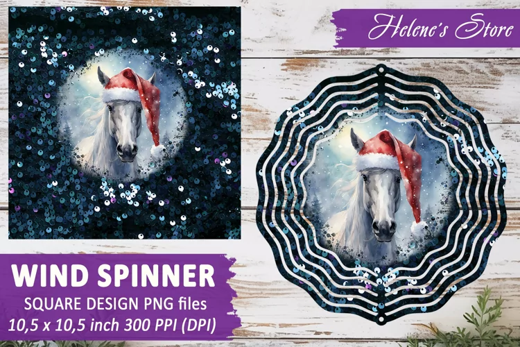 Christmas Horse Spinner| Wind spinner sublimation design